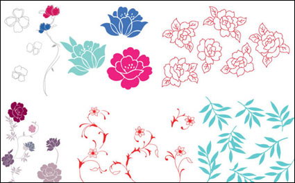 Un cas simple de fleurs, de feuilles de vecteur