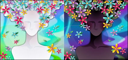 Femme avec des fleurs matriel Vector-3