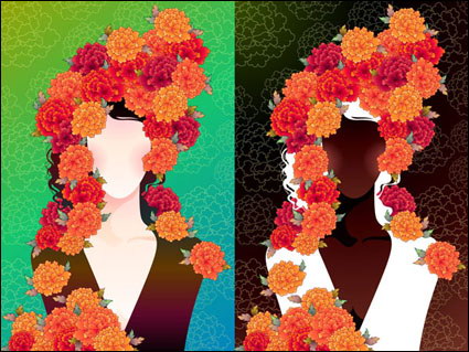Femme avec des fleurs matriel Vector-2