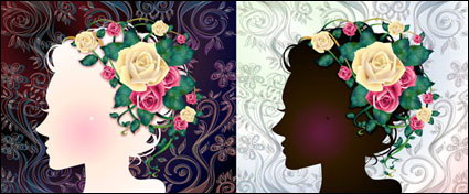 Femme avec des fleurs matriel Vector -1