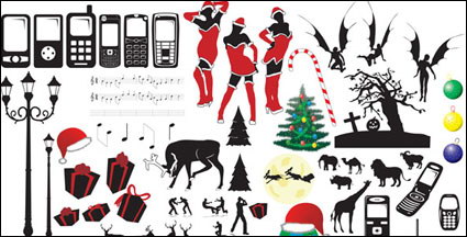 iPod, assistant, de citrouilles, de la musique, des lumires, des animaux, des ciseaux, des scies, des pinces vecteur