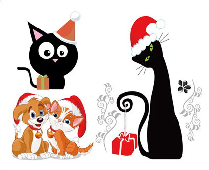 Chiens et Chats Noël Vector
