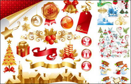 Cadeaux, des bougies, des cloches, vecteur dcoratifs arc matriel