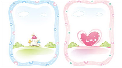 Maisons, des fleurs, ciel, nuages, la Saint Valentin Vector