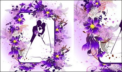 Le mariage, les baisers, les fleurs matriel vecteur