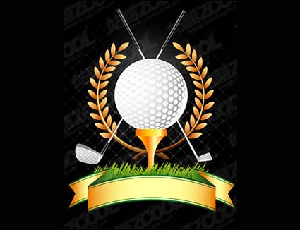 Golf, clubs de golf, vecteur de