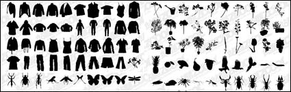 T-shirt, pantalon, des fleurs, des plantes, des insectes vecteurs matriels