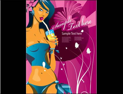 Les femmes, boire, vecteur papillon