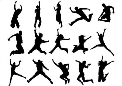 Les gens matriel vecteur silhouettes saut