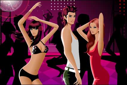 les hommes et les femmes Dancing vecteur matriel de mode lis
