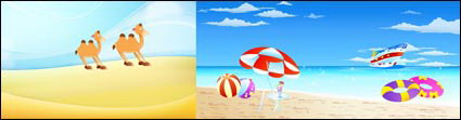 Dsert, les chameaux, sable, parasol, boue