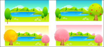 Arbres et vecteur de couleur lac