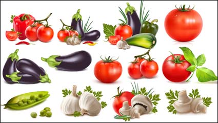 Poivrons, aubergines, tomates, ail, haricots, concombres, tomates