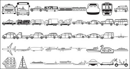 Les autobus, les taxis, les mixer, les navires, les navettes spatiales, des excavatrices