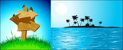 de cocotiers et de Sea Island Guidepost Vector