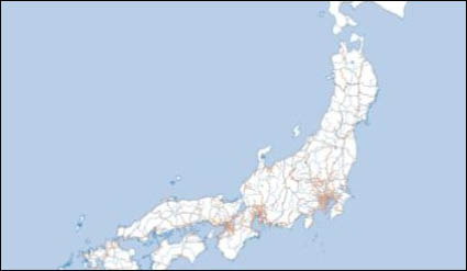 Japon Carte + vecteur rseau ferroviaire