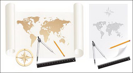Cartes, du matriel vecteur, papier, rouleaux de papier, la carte du monde
