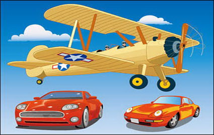 Vhicule Vector Matriel: avions  hlice et voiture de sport